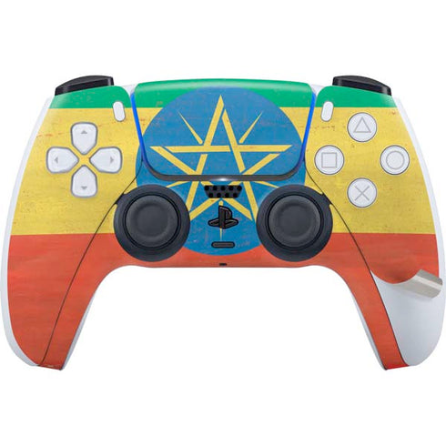 Ethiopia Flag Distressed PS5 Pro Bundle Skin